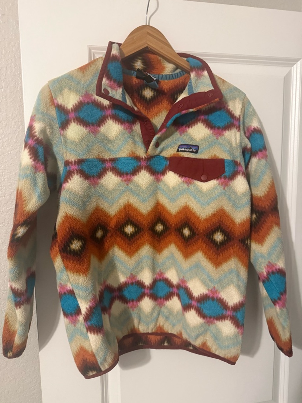 Patagonia Southwestern Fleece Pullover - Turquoise, Rust, Cream, Pink, Brown